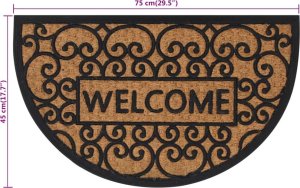 vidaXL Wycieraczka, półokrągła, 45x75 cm, guma i włókno kokosowe 7