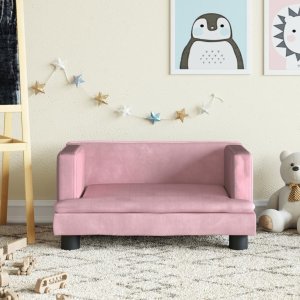 vidaXL Sofa dla dzieci, różowa, 60x40x30 cm, aksamit 1