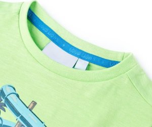 vidaXL Koszulka dziecięca z krótkimi rękawami, neonowy zielony, 116 3