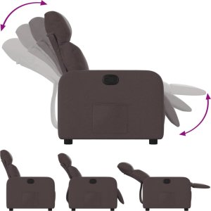 vidaXL Fotel rozkładany, ciemnobrązowy, obity tkaniną 4