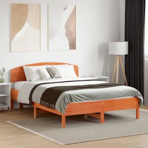 vidaXL Wezgłowie do łóżka, woskowy brąz, 135 cm, lite drewno sosnowe 3