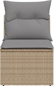 vidaXL Moduł sofy ogrodowej, bez podłokietników, z poduszkami, beżowy 4