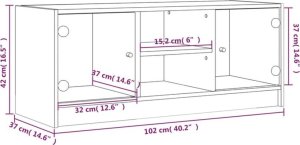 vidaXL Szafka TV ze szklanymi drzwiami, dąb sonoma, 102x37x42 cm 11