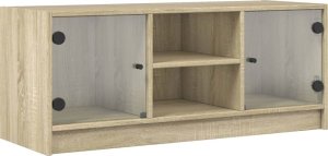 vidaXL Szafka TV ze szklanymi drzwiami, dąb sonoma, 102x37x42 cm 2