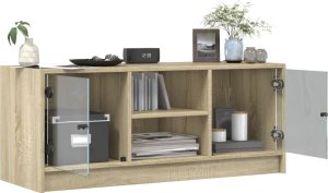 vidaXL Szafka TV ze szklanymi drzwiami, dąb sonoma, 102x37x42 cm 5