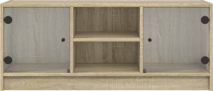 vidaXL Szafka TV ze szklanymi drzwiami, dąb sonoma, 102x37x42 cm 6