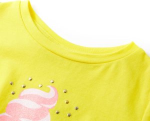 vidaXL Koszulka dziecięca z krótkimi rękawami, żółta, 116 3