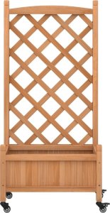 vidaXL Donica z trejażem i kółkami, brązowa, lite drewno jodłowe 4