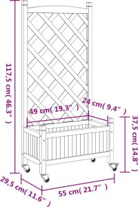 vidaXL Donica z trejażem i kółkami, brązowa, lite drewno jodłowe 9