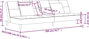 vidaXL 2-osobowa kanapa, 2 poduszki, czarna, tapicerowana tkaniną 11