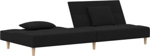 vidaXL 2-osobowa kanapa, 2 poduszki, czarna, tapicerowana tkaniną 4