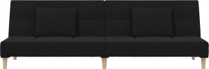 vidaXL 2-osobowa kanapa, 2 poduszki, czarna, tapicerowana tkaniną 5