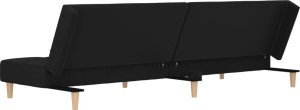 vidaXL 2-osobowa kanapa, 2 poduszki, czarna, tapicerowana tkaniną 8