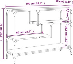 vidaXL Stolik konsolowy, dąb sonoma, 100x30x75 cm 10