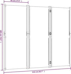 vidaXL Parawan 3-panelowy jasnoszary  210x180 cm 8