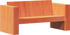 vidaXL Sofa ogrodowa, 2-osobowa, woskowy brąz, 134x60x62 cm, sosnowa 2