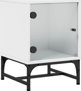 vidaXL Szafka nocna ze szklanymi drzwiami, biała, 35x37x50 cm 2
