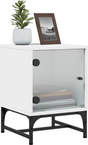 vidaXL Szafka nocna ze szklanymi drzwiami, biała, 35x37x50 cm 4