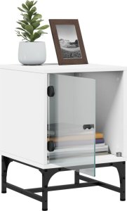 vidaXL Szafka nocna ze szklanymi drzwiami, biała, 35x37x50 cm 5