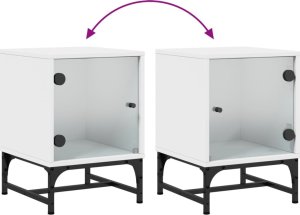 vidaXL Szafka nocna ze szklanymi drzwiami, biała, 35x37x50 cm 10