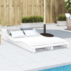 vidaXL Leżak, biały, 205x110x31,5 cm, lite drewno sosnowe 1
