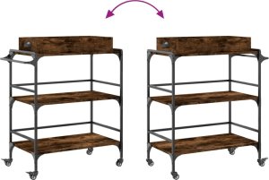 vidaXL Wózek kuchenny, przydymiony dąb, 81,5x41x92,5 cm 12