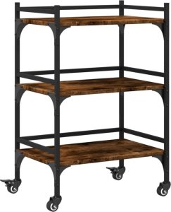 vidaXL Wózek kuchenny, przydymiony dąb, 50x35x75,5 cm 2