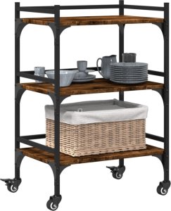 vidaXL Wózek kuchenny, przydymiony dąb, 50x35x75,5 cm 6