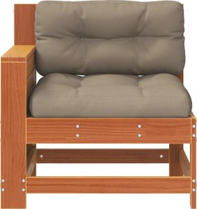 vidaXL Siedzisko ogrodowe z podłokietnikiem i poduszką, woskowy brąz 3