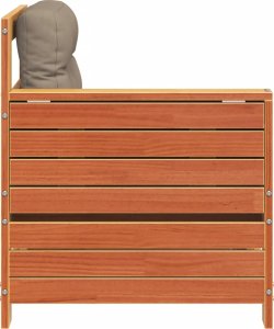 vidaXL Siedzisko ogrodowe z podłokietnikiem i poduszką, woskowy brąz 4