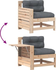 vidaXL Siedzisko ogrodowe z podłokietnikiem i poduszką, drewno sosnowe 5