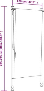 vidaXL Roleta zewnętrzna, żółto-biała, 120x270 cm, tkanina i stal 9