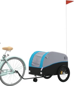 vidaXL Przyczepka rowerowa, czarno-niebieska, 45 kg, żelazo 3