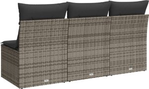 vidaXL 3-osobowa sofa ogrodowa z poduszkami, szara, polirattan 6
