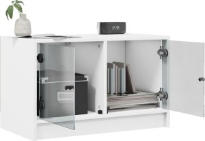 vidaXL Szafka TV ze szklanymi drzwiami, biała, 68x37x42 cm 5