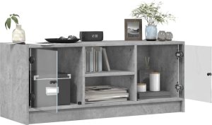 vidaXL Szafka TV ze szklanymi drzwiami, szarość betonu, 102x37x42 cm 5