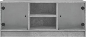 vidaXL Szafka TV ze szklanymi drzwiami, szarość betonu, 102x37x42 cm 6