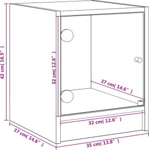 vidaXL Szafka nocna ze szklanymi drzwiami, biała, 35x37x42 cm 11