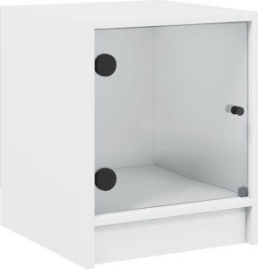 vidaXL Szafka nocna ze szklanymi drzwiami, biała, 35x37x42 cm 2