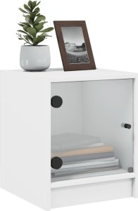 vidaXL Szafka nocna ze szklanymi drzwiami, biała, 35x37x42 cm 4