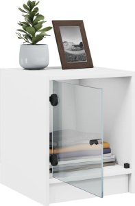 vidaXL Szafka nocna ze szklanymi drzwiami, biała, 35x37x42 cm 5