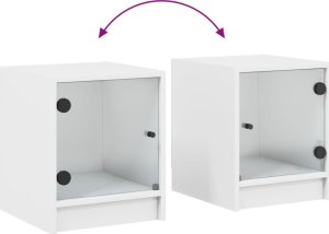 vidaXL Szafka nocna ze szklanymi drzwiami, biała, 35x37x42 cm 9