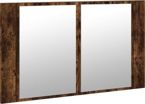 vidaXL Szafka łazienkowa z lustrem i LED, opalany dąb, 80x12x45, akryl 6