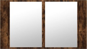 vidaXL Szafka łazienkowa z lustrem i LED, opalany dąb, 80x12x45, akryl 7