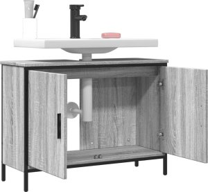 vidaXL Szafka pod umywalkę, szary dąb sonoma, 80x30x60 cm 4