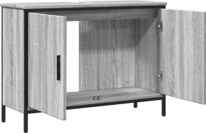 vidaXL Szafka pod umywalkę, szary dąb sonoma, 80x30x60 cm 6