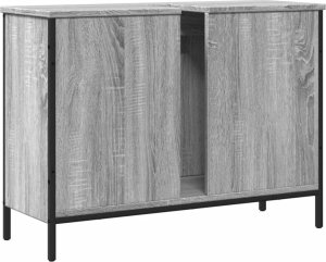 vidaXL Szafka pod umywalkę, szary dąb sonoma, 80x30x60 cm 8