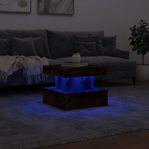 vidaXL Stolik kawowy z oświetleniem LED, przydymiony dąb, 50x50x40 cm 5