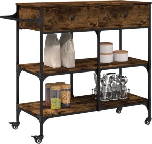 vidaXL Wózek kuchenny, przydymiony dąb, 105x42x95 cm 6