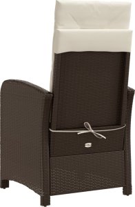 vidaXL Rozkładany fotel ogrodowy z podnóżkiem, brązowy polirattan 6
